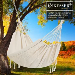 KESSER® Hängematte 300kg Belastbar 320x150cm Max. Belastbarkeit 300 Kg , 1-2 Personen , Atmungsaktiv Fransen Wetterfest Camping Garten Tuchhängematte Mehrpersonen, Farbe:Beige -Garten- & Gewächshäuser Geschäft 2954c605a756f0c169a5d3e685c5ad9e
