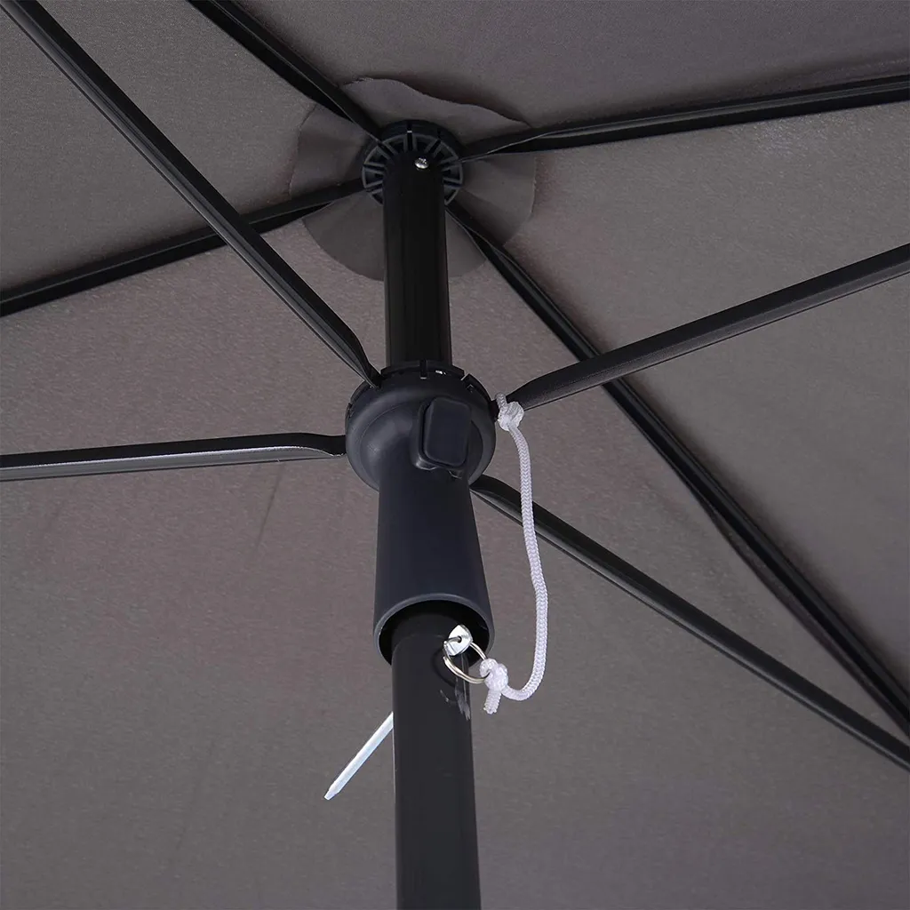 Outsunny Sonnenschirm Gartenschirm Strandschirm Balkonschirm Schirm Sonnenschutz Knickbar (Grau+Schwarz) 3 Outsunny Sonnenschirm Gartenschirm Strandschirm Balkonschirm Schirm Sonnenschutz Knickbar (Grau+Schwarz) – Bild 3