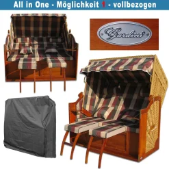 Gardeni Strandkorb XXL Volllieger ✔ Rot Grün ✔ Schutzhülle ✔ 2x Komplette Bezüge