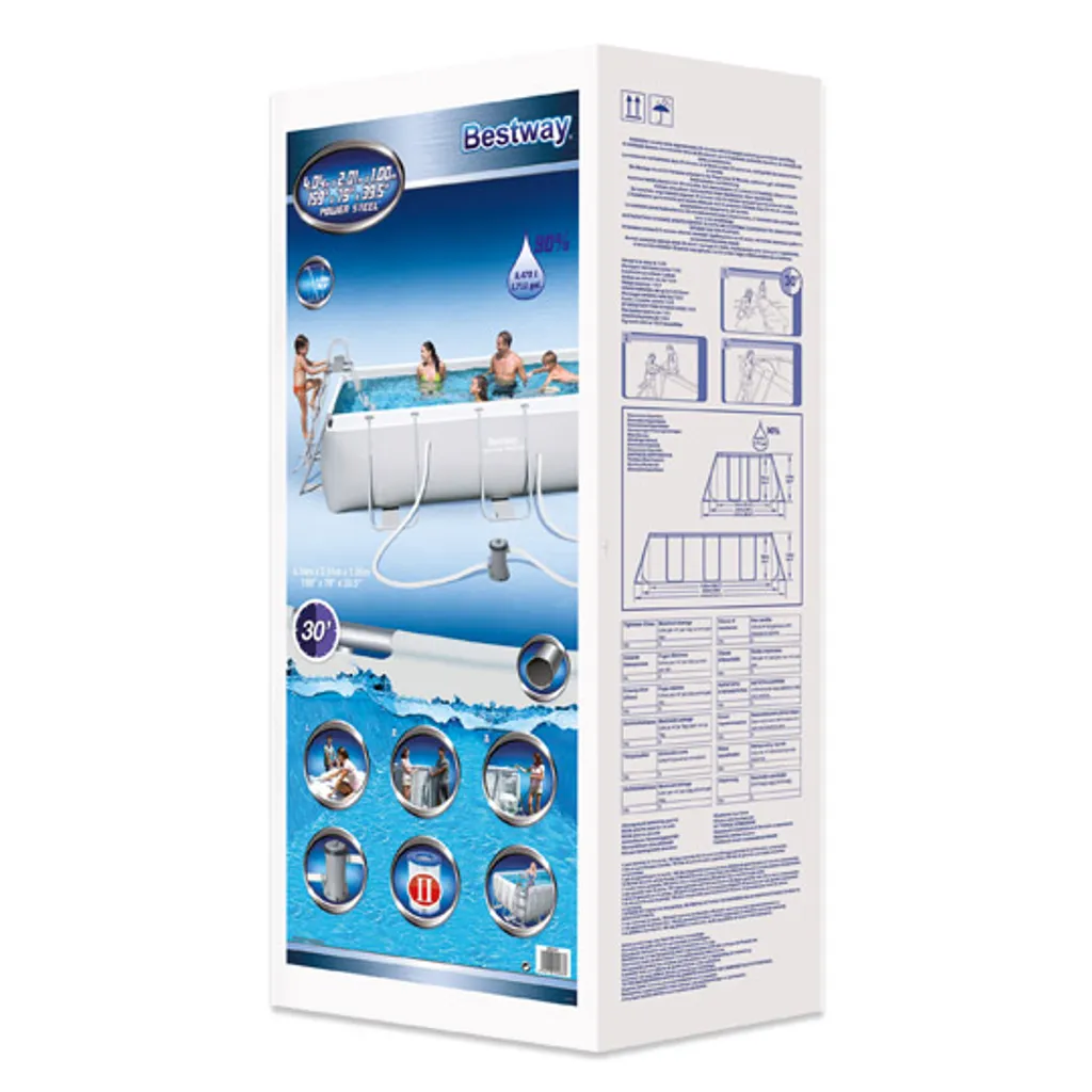 Bestway Power Steel™ Frame Pool-Set, Eckig, Mit Filterpumpe & Sicherheitsleiter 404 X 201 X 100 Cm 17 Bestway Power Steel™ Frame Pool-Set, Eckig, Mit Filterpumpe & Sicherheitsleiter 404 X 201 X 100 Cm – Bild 17