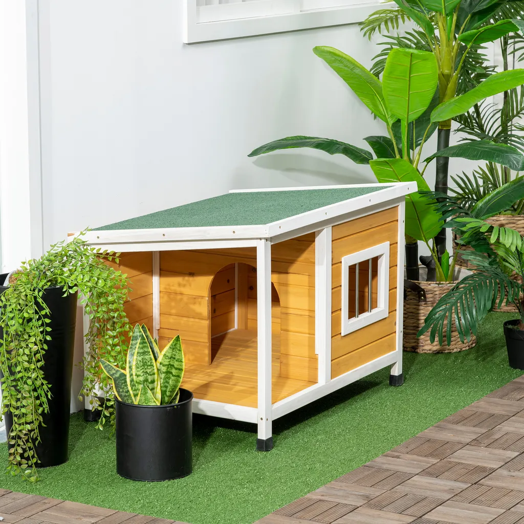 PawHut Hundehütte, Tannenholz, Hundehaus Mit Terrasse Und Aufklappbarem Asphaltdach, Hütte Für Kleine Hunde, Indoor, Outdoor, Wetterfest, Orange, 85,5 X 62 X 60 Cm 8 PawHut Hundehütte, Tannenholz, Hundehaus Mit Terrasse Und Aufklappbarem Asphaltdach, Hütte Für Kleine Hunde, Indoor, Outdoor, Wetterfest, Orange, 85,5 X 62 X 60 Cm – Bild 8
