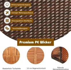 COSTWAY 9 TLG. Polyrattan Set Rattanmöbel, Garten Esssitzgruppe Aus Tisch, Sessel Und Ottomane, Garten Sitzgruppe Mit Kissen, Gartenmöbel Platzsparend -Garten- & Gewächshäuser Geschäft 29ba605da171e78d4ee3d0ea07b12977