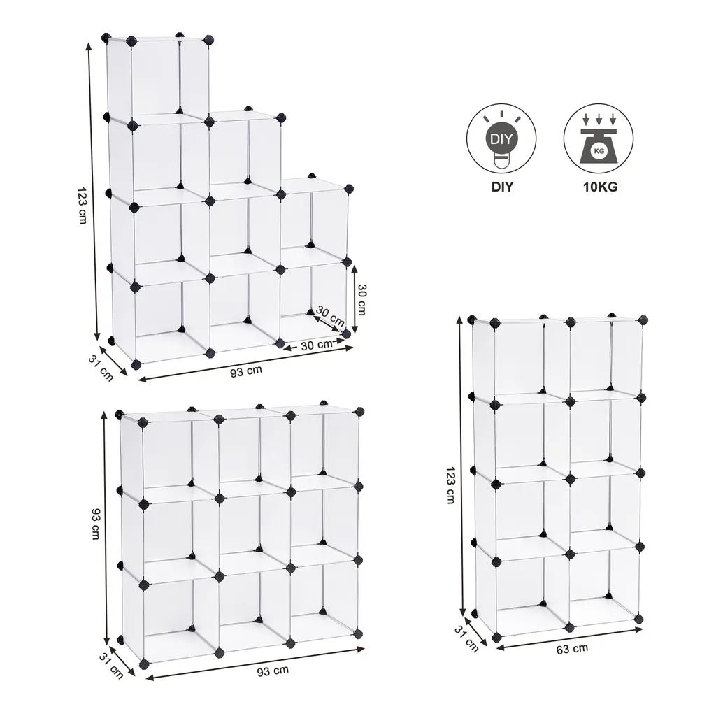 SONGMICS Regalsystem Mit 9 Fächern 93 X 123 X 31 Cm Cube Aufbewahrung Sideboard Aufbewahrungsbox Weiß LPC115S 6 SONGMICS Regalsystem Mit 9 Fächern 93 X 123 X 31 Cm Cube Aufbewahrung Sideboard Aufbewahrungsbox Weiß LPC115S – Bild 6