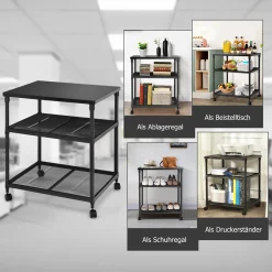 COSTWAY 3-stöckiger Druckerständer, Mutifunktionaler Druckerwagen Mit 360° Drehbare & Feststellbare Räder, Stabiler Eisenrahmen, Höhenverstellbares Druckerregal -Garten- & Gewächshäuser Geschäft 2a438fbd9f5e75671d606c5c485fb35f