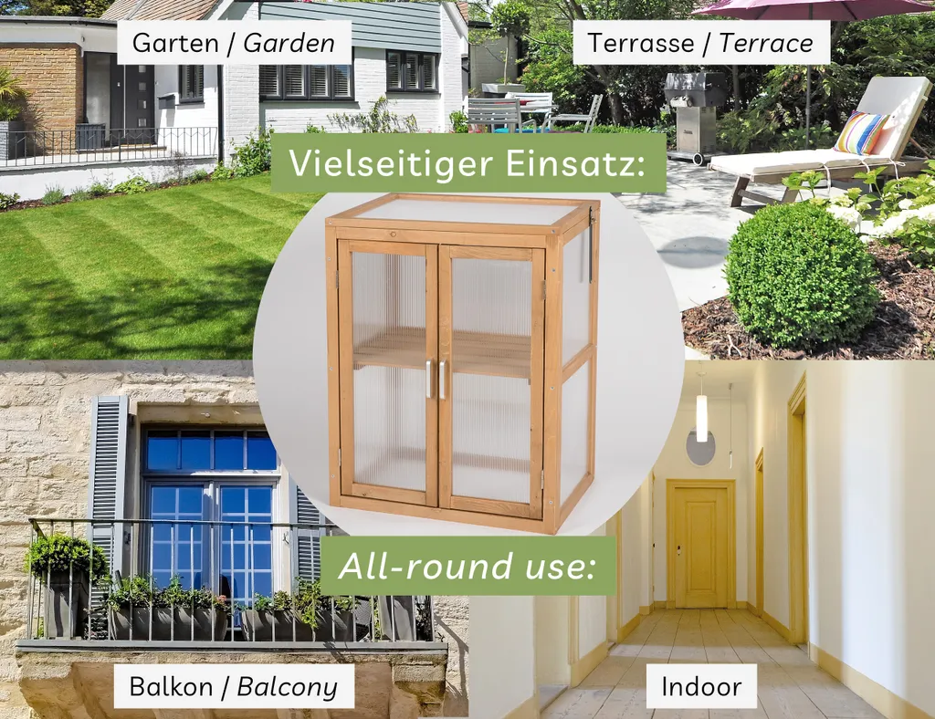 Needs&wants Mini Gewächshaus Klein Winterfest Aus Holz Für Balkon Garten Zimmer Indoor, Frühbeet Hochbeet Treibhaus Anzucht Aufzucht Von Pflanzen Pflanzschrank Anzuchthaus, 58x43x76 Cm, Polycarbonat, Braun 6 Needs&wants Mini Gewächshaus Klein Winterfest Aus Holz Für Balkon Garten Zimmer Indoor, Frühbeet Hochbeet Treibhaus Anzucht Aufzucht Von Pflanzen Pflanzschrank Anzuchthaus, 58x43x76 Cm, Polycarbonat, Braun – Bild 6