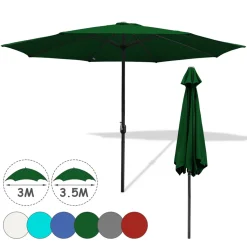 Lospitch 3.5m Sonnenschirm Gartenschirm Wasserabweisend Terrassenschirm UV40+ Mit Handkurbel Balkon Marktschirm,Grün,3.5m