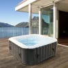 ECD Germany Aufblasbarer Whirlpool In-Outdoor Für 4 Personen, 100 Massagedüsen, LED-Display, 150x150 Cm, 600L, Extra-Zubehör, Seifenblase Jacuzzi Spa Pool Massage Heizung Wellness, Für Garten/Terrasse
