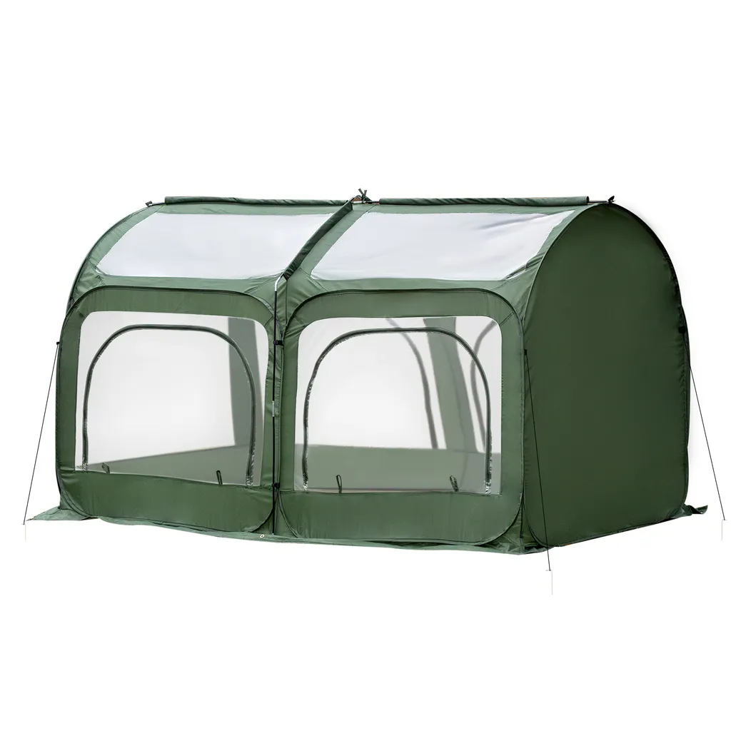 Outsunny Pop-Up Gewächshaus Mit 4 Reißverschlusstüren Treibhaus Tomatenhaus Frühbeet Stahl PVC Transparent 250 X 125 X 135 Cm 3 Outsunny Pop-Up Gewächshaus Mit 4 Reißverschlusstüren Treibhaus Tomatenhaus Frühbeet Stahl PVC Transparent 250 X 125 X 135 Cm – Bild 3