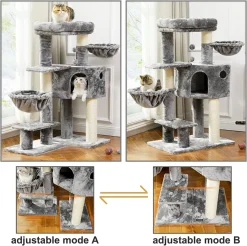 Pecute Kratzbaum Mit Extra Dicke Stämme, Katzenbaum 120cm Mit Große Aussichtsplattform, Verstellbar Grundplatte, Liegemulde (Hellgrau+Weiß Sisalstämme) 10 Pecute Kratzbaum Mit Extra Dicke Stämme, Katzenbaum 120cm Mit Große Aussichtsplattform, Verstellbar Grundplatte, Liegemulde (Hellgrau+Weiß Sisalstämme) -Garten- & Gewächshäuser Geschäft 2acfc88eaf00d0fa4c2c41428a2a6aa8