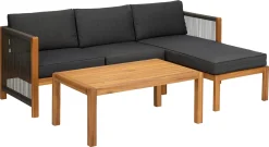 Acamp Gartenlounge Malaga Grau Holz 4tlg. Akazie