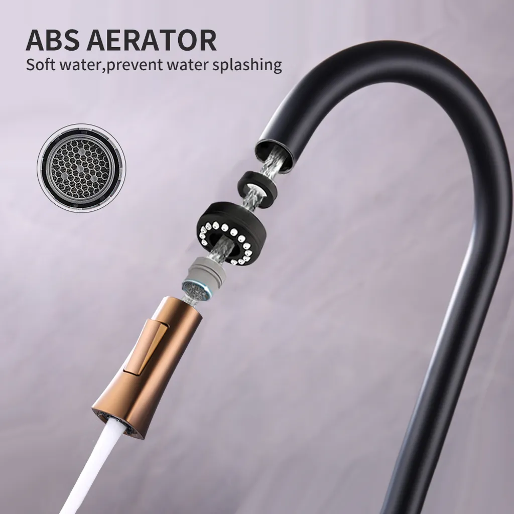 Aihom Wasserhahn Küche Schwarz Küchenarmatur Ausziehbar 360° Drehbar Wasserhahn Ausziehbar Mischbatterie Mit 2 Strahlarten Küchenarmatur Hochdruck Mit Höhe Bogenauslauf, Schwarz 5 Aihom Wasserhahn Küche Schwarz Küchenarmatur Ausziehbar 360° Drehbar Wasserhahn Ausziehbar Mischbatterie Mit 2 Strahlarten Küchenarmatur Hochdruck Mit Höhe Bogenauslauf, Schwarz – Bild 5