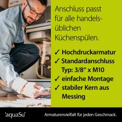 'aquaSu® Küchenarmatur Lago Multi 2.0 | Wasserhahn Küche | Spültischarmatur In Chrom-rot | Einhebelmischer Für Spüle | Auslauf Formbar & Schwenkbar | Keramikkartusche | Messing | 78887 8 -Garten- & Gewächshäuser Geschäft 2b5506b14910d7b419b5319fb83d01ca