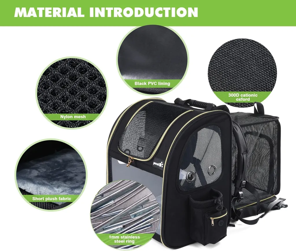 Pecute Hundetransportboxen Haustier Rucksack Hunderucksack Bis 5kg,mit Transparentes Fenster Schwarz,Erweiterbar Faltbar, Für Hunde Katzen Haustiere(34 * 27 * 42cm) 4 Pecute Hundetransportboxen Haustier Rucksack Hunderucksack Bis 5kg,mit Transparentes Fenster Schwarz,Erweiterbar Faltbar, Für Hunde Katzen Haustiere(34 * 27 * 42cm) – Bild 4