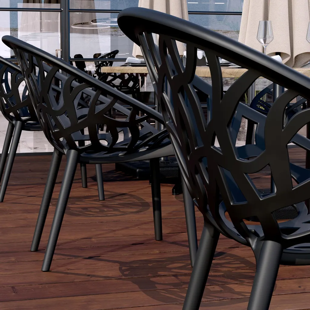 GGM Moebel International 4er-Set AMAZONAS | Designer Kunststoffstuhl | Schwarz | Kunststoff | Stapelbar | Kunststoff Stuhl, Kunststoffstühle Outdoor 2 GGM Moebel International 4er-Set AMAZONAS | Designer Kunststoffstuhl | Schwarz | Kunststoff | Stapelbar | Kunststoff Stuhl, Kunststoffstühle Outdoor – Bild 2