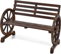 COSTWAY 2 Sitzer Gartenbank, Sitzbank Holz, Holzbank Retro-Design, Ideal Für Hinterhof, Straße, Garten