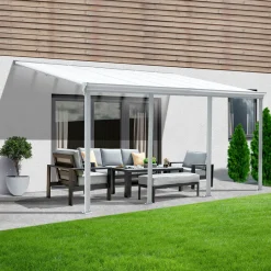 HOME DELUXE - Terrassenüberdachung 618 X 303 X 226 / 278 Cm Weiß Terrassendach Überdachung Carport