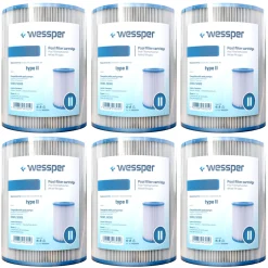 Wessper Pool Filterkartuschen Größe 2 Für Bestway, Typ II Pool Spa Filter Für Schwimmbecken, Poolreinigungsfilter Ersatz Filterkartuschen, 6 Stück
