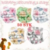 Qiangzhipow 50 Stk Einmal-Mundschutz Für Männer & Frauen 3-lagiger Frühling Nasenschutz Mundbedeckung Einweg Gesichtsmaske Blumen Schutzmask B