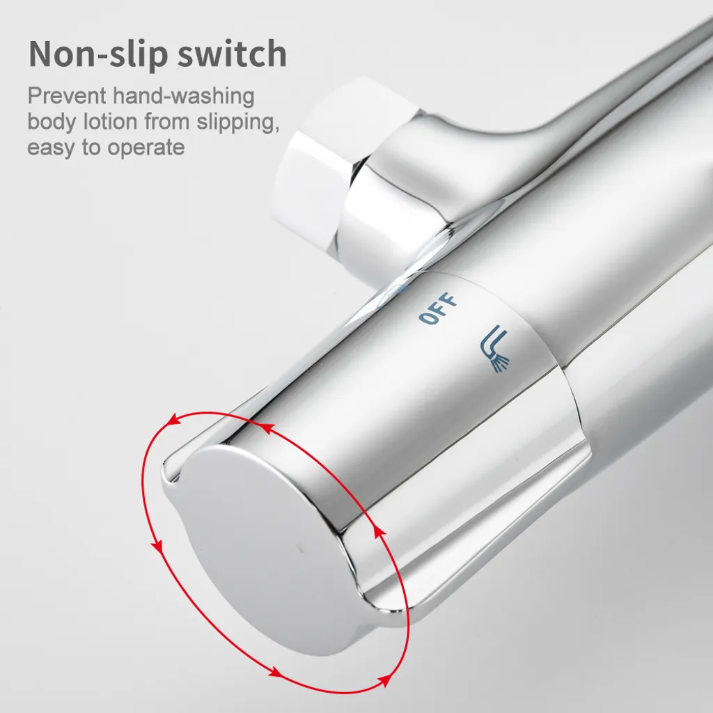 Aihom Thermostat Badewannenarmatur Wasserfall Wannenarmatur Mit Sicherheitsknopf 40℃, Wannenbatterie Mischbatterie Dusche Duscharmatur, Chrom 4 Aihom Thermostat Badewannenarmatur Wasserfall Wannenarmatur Mit Sicherheitsknopf 40℃, Wannenbatterie Mischbatterie Dusche Duscharmatur, Chrom – Bild 4