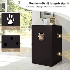 COSTWAY Katzentoilette Katzenschrank, Katzenklo 2-stöckig, Katzenhaus Mit Magnetischer Tür, Katzenkommode Mit Kippschutz- & Belüftungsdesign, Katzenhöhle Braun, 60 X 53 X 90 Cm -Garten- & Gewächshäuser Geschäft 2cb72cf5bff20e42074fd7028ac2159d
