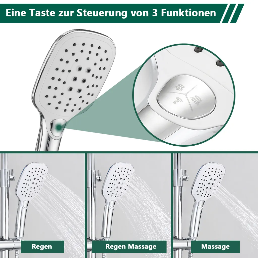 Aihom Duschsystem Mit Thermostat 40℃ Duscharmatur Duschset Mit Rainshower Handbrause Duschkopf Regendusche Dusche Armatur Duschpaneel Duschset Mit Regal 6 Aihom Duschsystem Mit Thermostat 40℃ Duscharmatur Duschset Mit Rainshower Handbrause Duschkopf Regendusche Dusche Armatur Duschpaneel Duschset Mit Regal – Bild 6