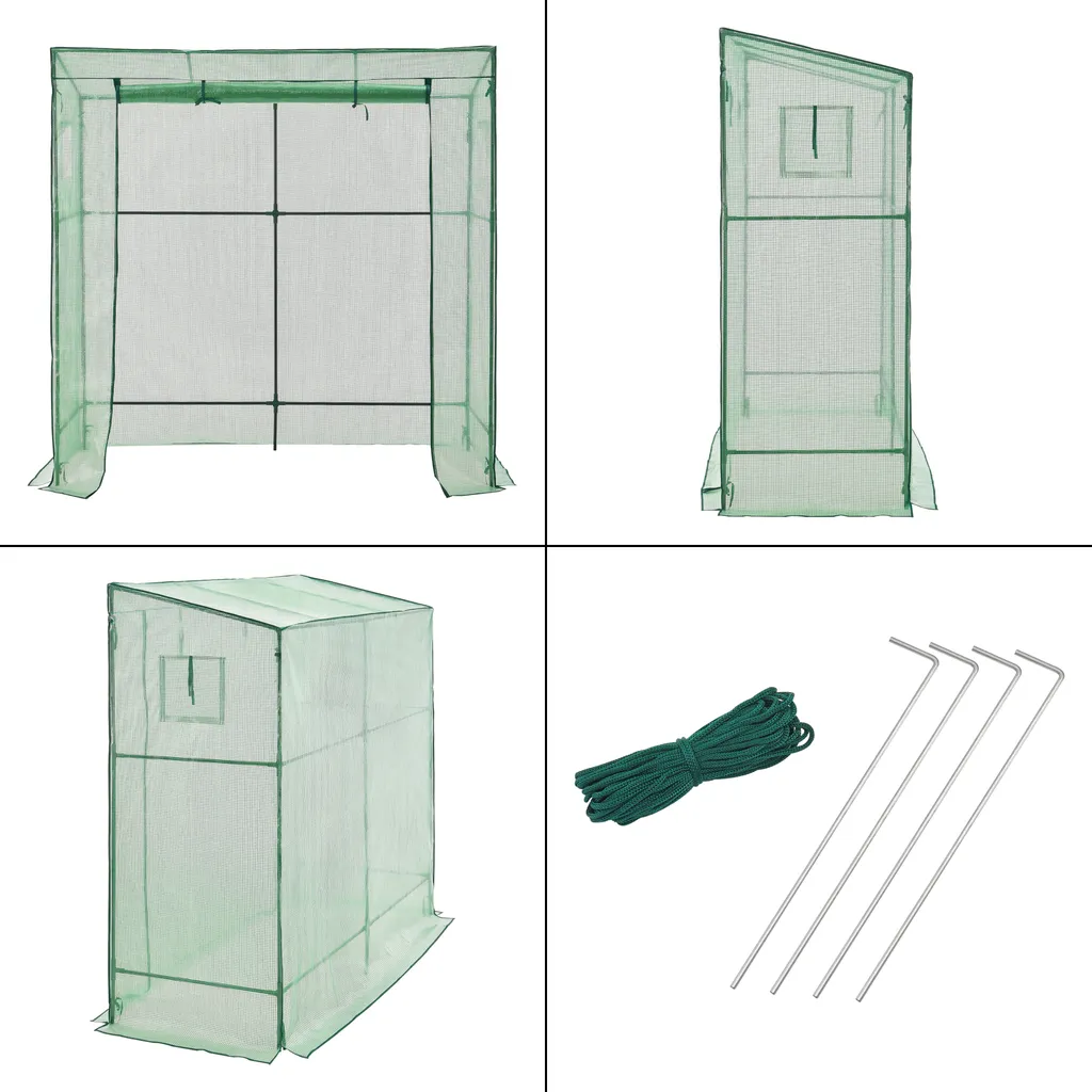 En.casa Gewächshaus Vlaardingen 198x78x200cm Mit Pultdach Foliengewächshaus Treibhaus Für Tomaten Stahlrahmen Grün 5 En.casa Gewächshaus Vlaardingen 198x78x200cm Mit Pultdach Foliengewächshaus Treibhaus Für Tomaten Stahlrahmen Grün – Bild 5