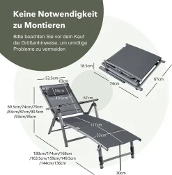 COSTWAY Klappbarer Sonnenliege Gartenliege Mit 8-stufig Rückenlehne Verstellbar, Kopfkissen Und Verstellbarer Fußteil, Outdoor Aluminium Liegestuhl Klappliege Mit Schnell Trocknendem Stoff -Garten- & Gewächshäuser Geschäft 2cdfeba743621928c34888ae130c32b6
