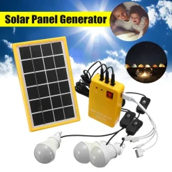 Audew Solargenerator Stromerzeuger Mit 3 LED Lamp USB Ladegeräte Camping 6V 3W