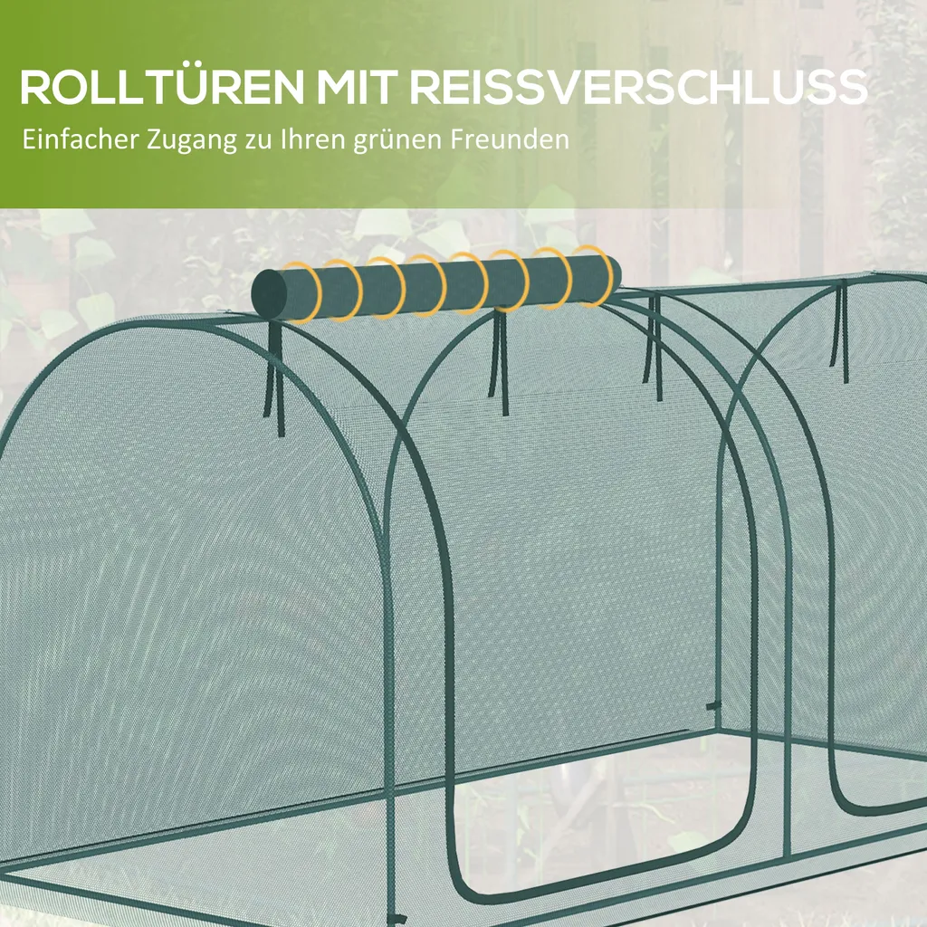 Outsunny 2,49 X 1,2 M Mini Gewächshaus, Pflanzenschutzzelt Mit Tür, Winddcihtes Tomatenhaus, Treibhaus Mit Stahlrahmen, HDPE-Netz Für Garten, Balkon, Dunkelgrün 6 Outsunny 2,49 X 1,2 M Mini Gewächshaus, Pflanzenschutzzelt Mit Tür, Winddcihtes Tomatenhaus, Treibhaus Mit Stahlrahmen, HDPE-Netz Für Garten, Balkon, Dunkelgrün – Bild 6