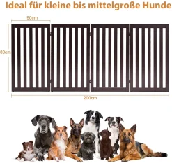 COSTWAY Absperrgitter Hunde 89cm Hoch, 4 Paneelen Schutzgitter Holz Klappbar, Treppengitter Hundeabsperrgitter Flexibel Türschutzgitter (Braun) -Garten- & Gewächshäuser Geschäft 2d54cb6208268d41590c42a129e52c35