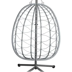 Juskys Hängesessel Aria Mit Kissen - Höhenverstellbar & Faltbar - Polyrattan Hängeschaukel Outdoor & Indoor - Korbhängesessel Silber Bis 130kg -Garten- & Gewächshäuser Geschäft 2d69d062b282f45a00a48ba189e72c7d