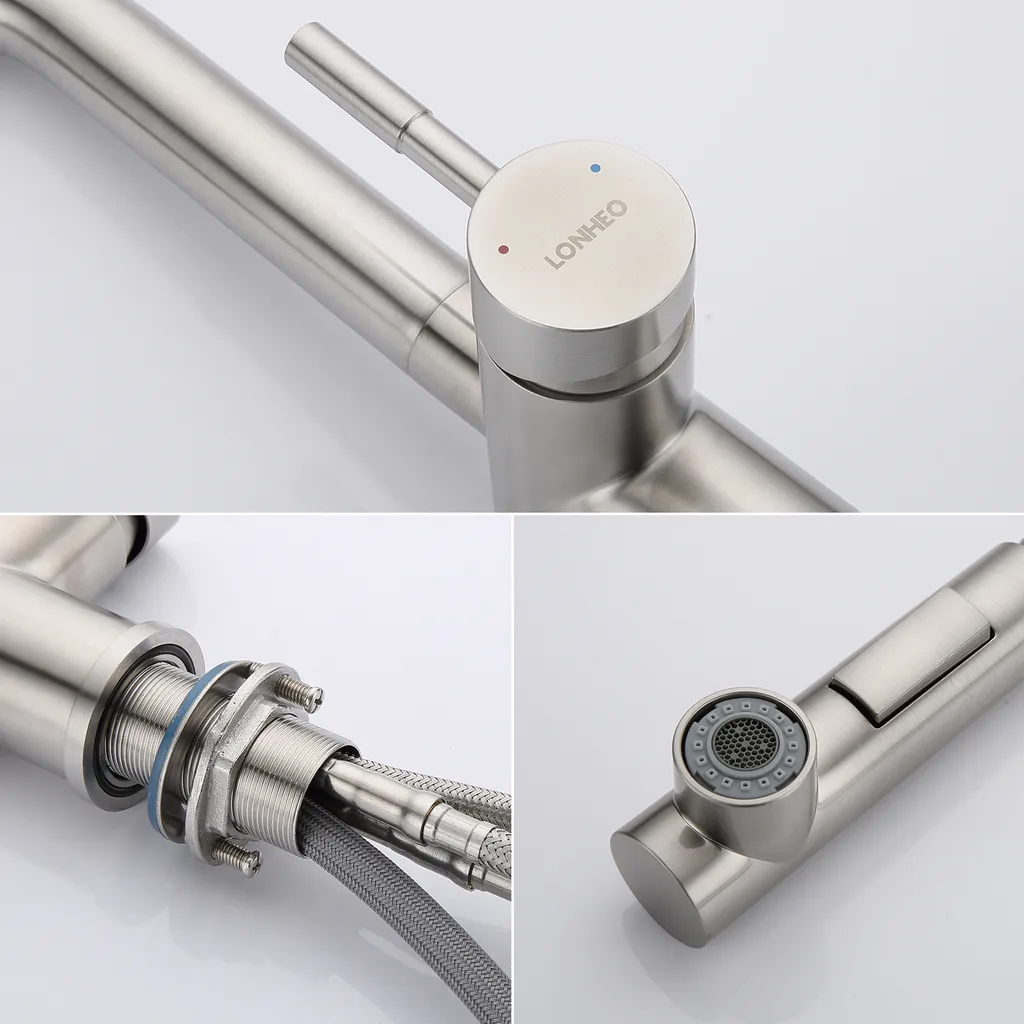 Lonheo Hochdruck Ausziehbare Küchenarmatur, Wasserhahn Küche 360° Schwenkbar Spültischarmatur Einhebelmischer Mischbatterie Für Spülbecken 7 Lonheo Hochdruck Ausziehbare Küchenarmatur, Wasserhahn Küche 360° Schwenkbar Spültischarmatur Einhebelmischer Mischbatterie Für Spülbecken – Bild 7