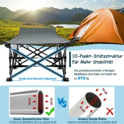 COSTWAY Klappbare Campingliege, Campingbett Feldbett Klappbett, Liege Bett Reiseliege Bis 400 Kg Belastbar, Einzelbett Faltbett Mit Seitentasche, Für Campingplatz, Strand Und Büro -Garten- & Gewächshäuser Geschäft 2e094a4b3357000c5cc7a5cc15db4ba8