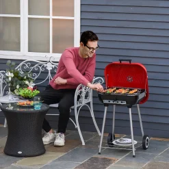 Outsunny Holzkohlegrill Grillwagen Kugelgrill Auf Rollen Ablage Mit Deckel BBQ Metall Rot 46 X 52,5 X 76cm 10 Outsunny Holzkohlegrill Grillwagen Kugelgrill Auf Rollen Ablage Mit Deckel BBQ Metall Rot 46 X 52,5 X 76cm -Garten- & Gewächshäuser Geschäft 2e202f4dd58465dc6aa474b4fc274919