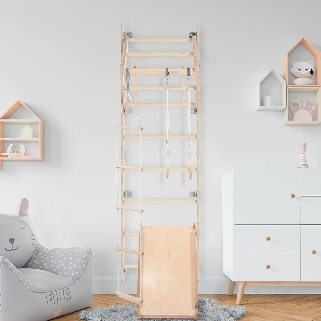 MAMOI® Klettergerüst Indoor, Sprossenwand Für Kinderzimmer Mit Rutsche, Turnringe Kinder Für Klettern, Kletterwand Und Spielgeräte, Turngeräte Mit Klimmzugstange Für Drinnen, Sportgeräte Ab 3 Jahren 5 MAMOI® Klettergerüst Indoor, Sprossenwand Für Kinderzimmer Mit Rutsche, Turnringe Kinder Für Klettern, Kletterwand Und Spielgeräte, Turngeräte Mit Klimmzugstange Für Drinnen, Sportgeräte Ab 3 Jahren – Bild 5