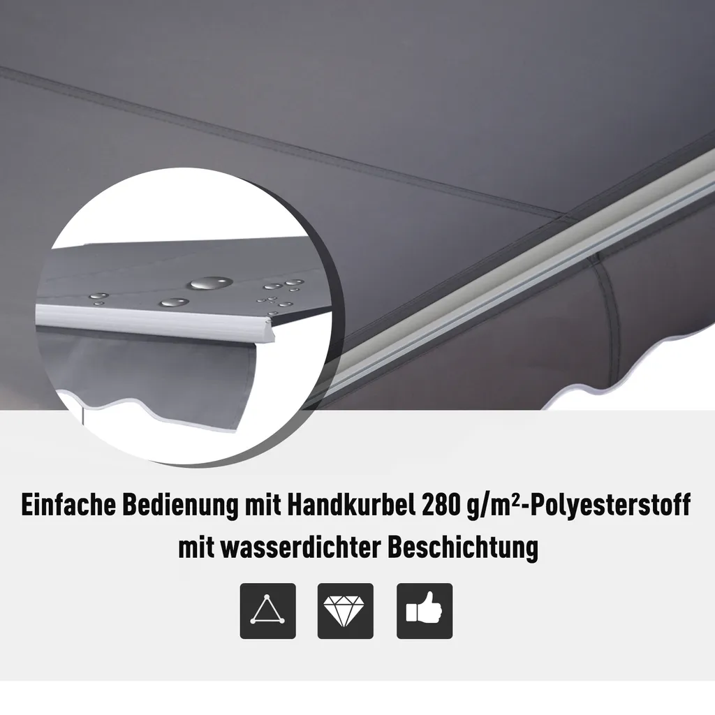 Outsunny Markise Alu-Markise Aluminium-Gelenkarm-Markise Sonnenschutz Balkon 4 Outsunny Markise Alu-Markise Aluminium-Gelenkarm-Markise Sonnenschutz Balkon – Bild 4