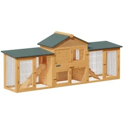 Deuba Cadoca Kaninchenstall 2stöckig 204x45x84cm Lauframpen Garten Hasenkäfig Kleintiergehege Hühnerstall Nagergehege