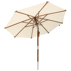 Anndora Sonnenschirm Knickbar 3m Rund Mit Dreh-Kipp-Mechanismus Natural Winddach UV-Schutz - Natural