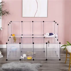 SONGMICS Kleintierkäfig 2-stöckig Freigehege Haustierkäfig Kunststoff-Stahlgitter Für Kleintiere Hamster Hasen Meerschweinchen Transparente LPC004W01 -Garten- & Gewächshäuser Geschäft 2ed46fbff73f80f9e4c63b04d99d9596