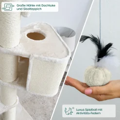 HAPPYPET Kratzbaum XXL Deckenhoch Mit Großer Höhle | 250-275 Cm | Extra Stabiler Deckenspanner | 18 Cm Sisalstämme | Liegemulden Bis 15 Kg | E E1 Holzplatten | Main Coon -Garten- & Gewächshäuser Geschäft 2ee17a7dbb1c46009da03e68726abd05