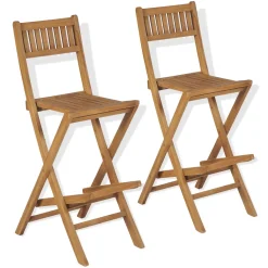 VidaXL Klappbare Garten-Barhocker 2 Stk. Massivholz Teak