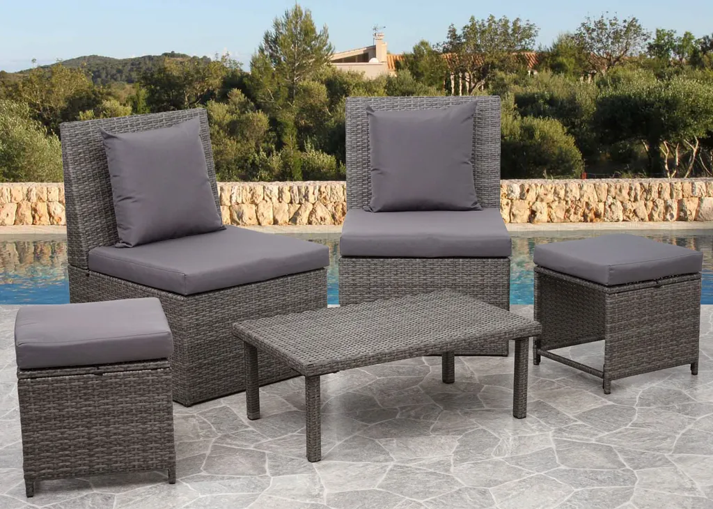 Mendler 2x Poly-Rattan Sessel HWC-G16, Lounge-Rattanstuhl Gartenstuhl, Gastronomie Schwarz, Kissen Hellgrau 9 Mendler 2x Poly-Rattan Sessel HWC-G16, Lounge-Rattanstuhl Gartenstuhl, Gastronomie Schwarz, Kissen Hellgrau – Bild 9
