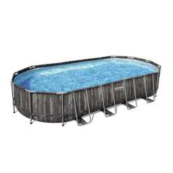 Bestway® Power Steel™ Frame Pool Komplett-Set Mit Filterpumpe 732 X 366 X 122 Cm , Holz-Optik (Mooreiche), Oval