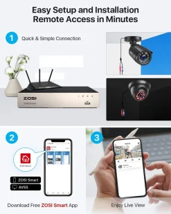 ZOSI 8CH 2MP Überwachungskamera Set Aussen Und Innen, 4X 1080P Dome Kamera + 4X Bullet Kamera Überwachungssystem 1TB HDD DVR, IP66 Wasserdicht -Garten- & Gewächshäuser Geschäft 2f43eaa3c68c7e6344a8a6d3174773cf