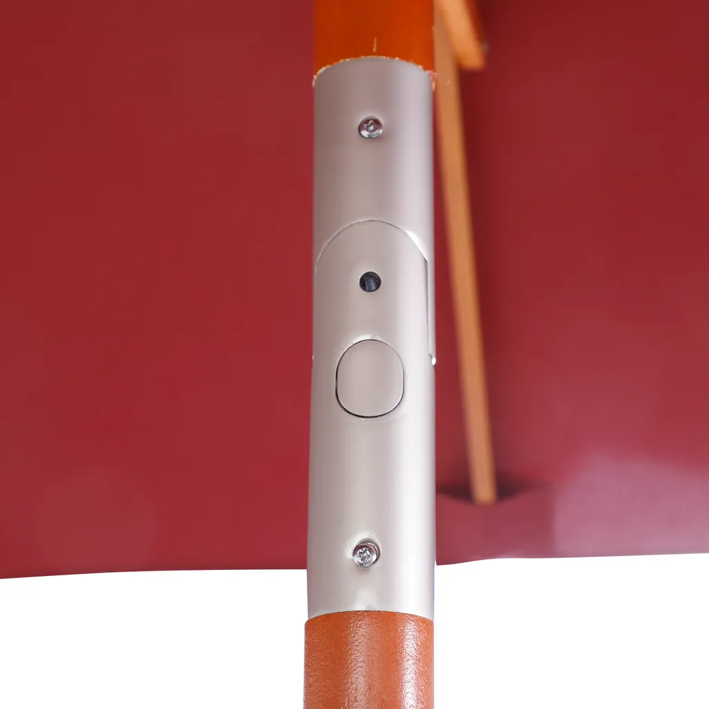 Outsunny Sonnenschirm, Knickbarer Gartenschirm, Strandschirm, 3-stufig Einstellbar, Holz+Polyester, Weinrot, 200 X 150 X 230 Cm 9 Outsunny Sonnenschirm, Knickbarer Gartenschirm, Strandschirm, 3-stufig Einstellbar, Holz+Polyester, Weinrot, 200 X 150 X 230 Cm – Bild 9