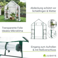 Juskys Foliengewächshaus 1 M² Aufrollbare Tür - Gewächshaus Für Tomaten - Stabiles Balkon Treibhaus Mit 4 Ebenen, Großem Eingang, PVC-Abdeckung -Garten- & Gewächshäuser Geschäft 2fa9e91a085d855bcf65054ae35306f9