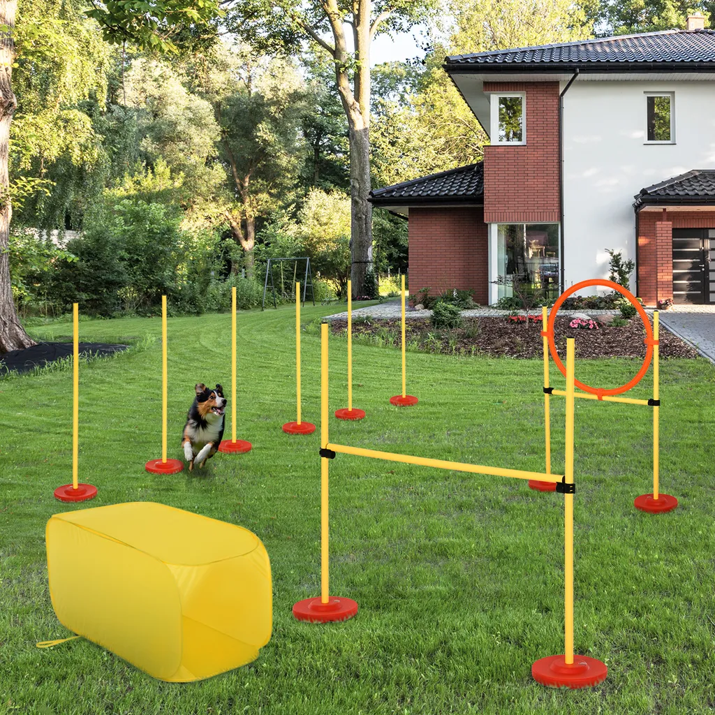 PawHut Hunde Agility Hürden Set, Hundetrainings-Set, Hindernislauf, Kunststoff, Polyester, Gelb, 128 X 23 X 9-100 Cm 2 PawHut Hunde Agility Hürden Set, Hundetrainings-Set, Hindernislauf, Kunststoff, Polyester, Gelb, 128 X 23 X 9-100 Cm – Bild 2