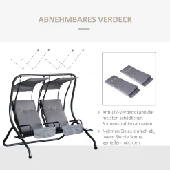 Outsunny 2 Sitzer Hollywoodschaukel Gartenschaukel Mit Sonnendach Gartenstuhl Sitz Mit Sprühbaumwolle Oxfordstoff PE-Beschichtung Stahl Polyester Grau 170 X 136 X 170 Cm(pro Sitz) 13 Outsunny 2 Sitzer Hollywoodschaukel Gartenschaukel Mit Sonnendach Gartenstuhl Sitz Mit Sprühbaumwolle Oxfordstoff PE-Beschichtung Stahl Polyester Grau 170 X 136 X 170 Cm(pro Sitz) -Garten- & Gewächshäuser Geschäft 2fc7b574335f7417f58d66c500ff9154