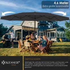 KESSER® Sonnenschirm Doppelsonnenschirm Inkl. Abdeckung + Windsicherung | Gartenschirm | Marktschirm | Terrassenschirm Mit Handkurbel | Oval | Aluminium | UV-beständig | Wasserabweisend, Farbe:Anthrazit -Garten- & Gewächshäuser Geschäft 2fe9550251046bb8d5ecafedbf9e5d4e