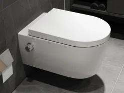 SSWW Taharet WC Inkl. Armatur Und Abnehmbarer Softclose Sitz Dusch-WC Hänge-WC Toilette Mit Bidet-Funktion Hygienisch Alpha Spülrandlos 540 X 360 X 330 Mm